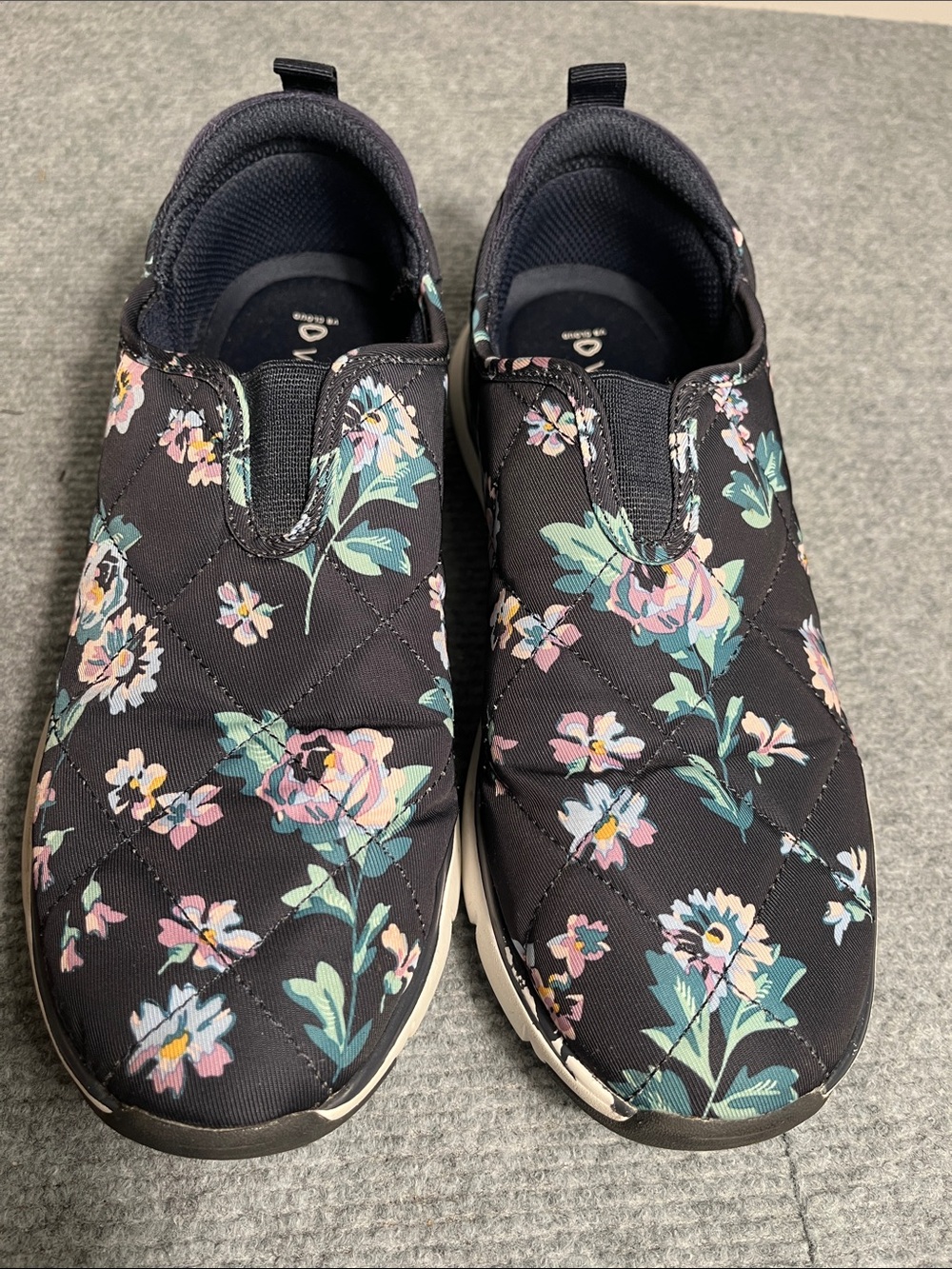 Vera Bradley Black Floral Quilted Slip-On Sneakers